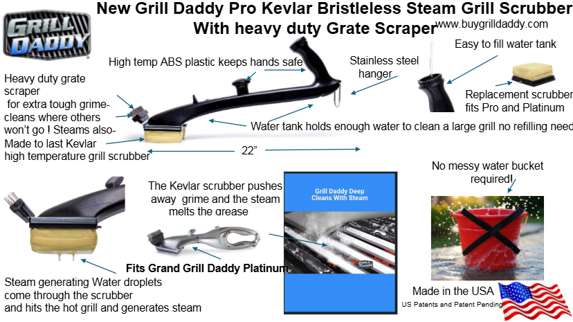 NEW Grill Daddy Pro with Bristleless Grill Scrubber